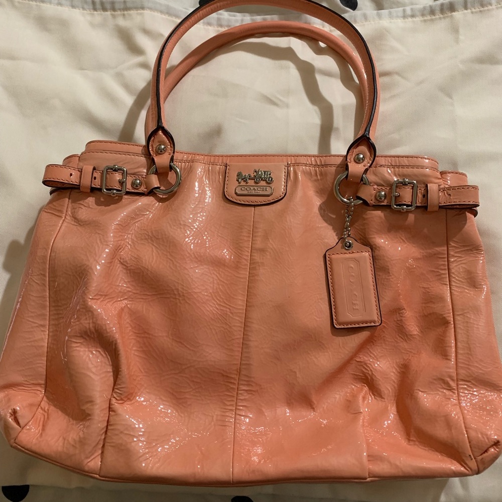 Coach Pink Madison Patent Leather Kara Carryall